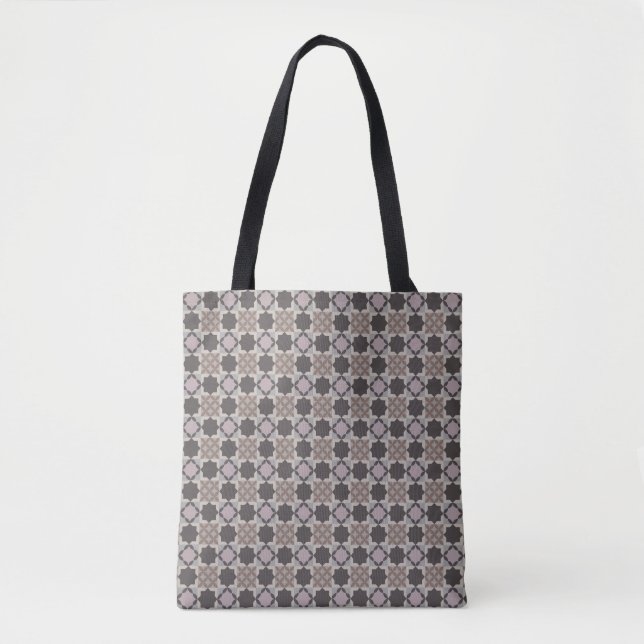 Bolsa de mão com padrão de mosaico de pétala e qua (Frente)