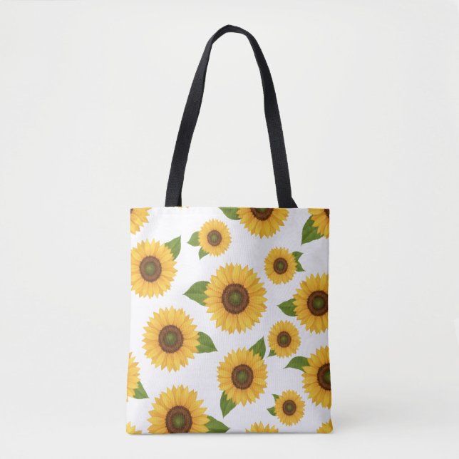 Bolsa de mão com padrão floral de girassol (Frente)