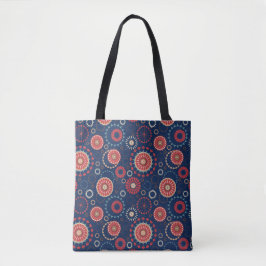 Bolsa de mão com padrão geométrico azul marinho