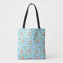 Bolsa de mão com tema Golden Retriever, Pastel, Pr