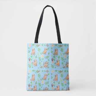 Bolsa de mão com tema Golden Retriever, Pastel, Pr