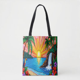 Bolsa de mão Crepúsculo Tropical em Vidro Pintado