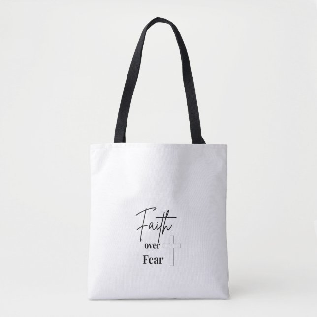 Bolsa de mão cristã Fé Sobre o Medo (Frente)
