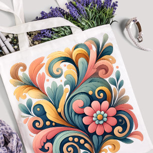Bolsa de mão de arte floral colorida