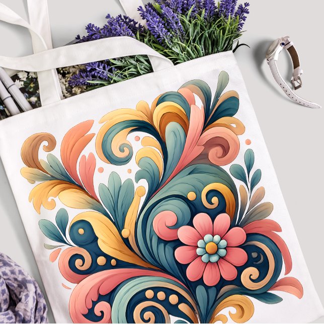 Bolsa de mão de arte floral colorida (Criador carregado)