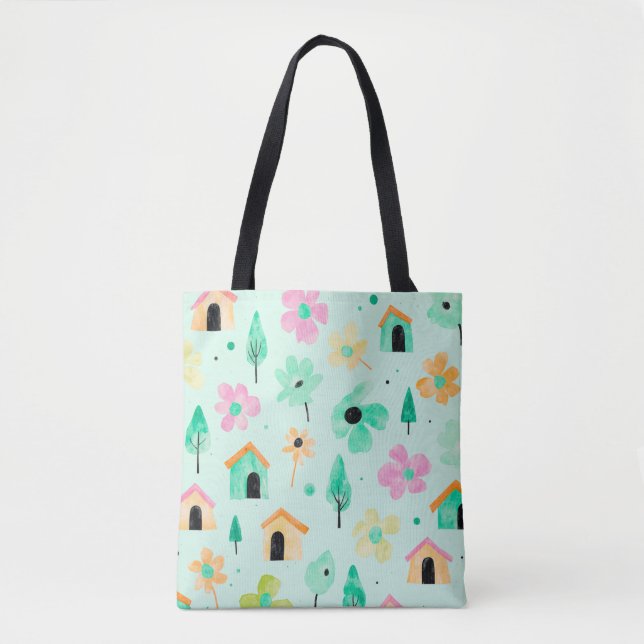 Bolsa de mão de arte floral moderna (Frente)