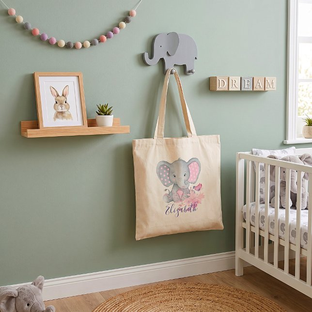Bolsa de mão de elefante bebê em aquarela fofa (Criador carregado)