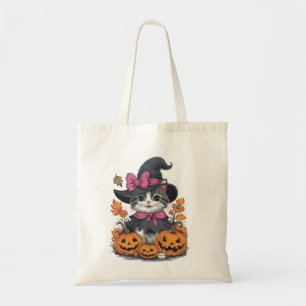 Bolsa de mão de gata bruxa de Halloween fofa