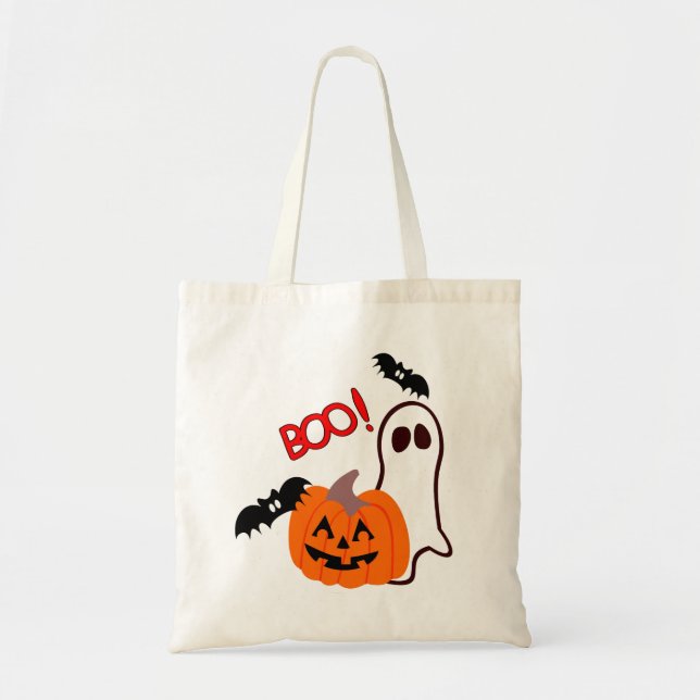 Bolsa de mão de Halloween com Fantasma e Abóbora F (Frente)