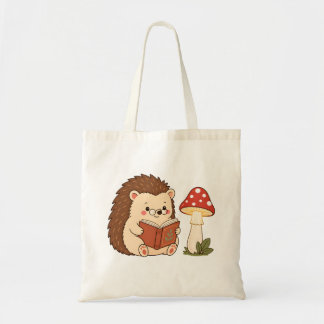 Bolsa de mão de ouriço fofo lendo lâmpada de cogum