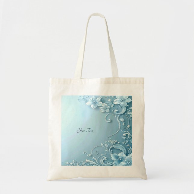 Bolsa de mão decorativa floral azul (Frente)