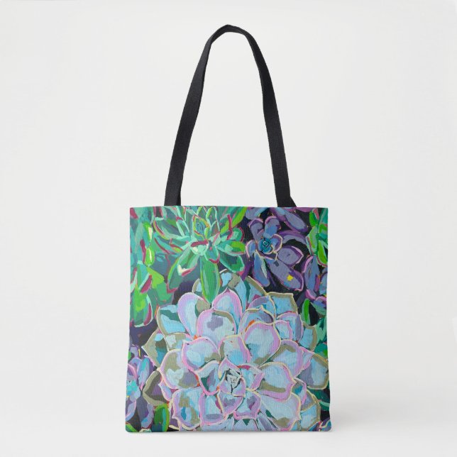 Bolsa de mão dupla-faces com Suculentas (Frente)