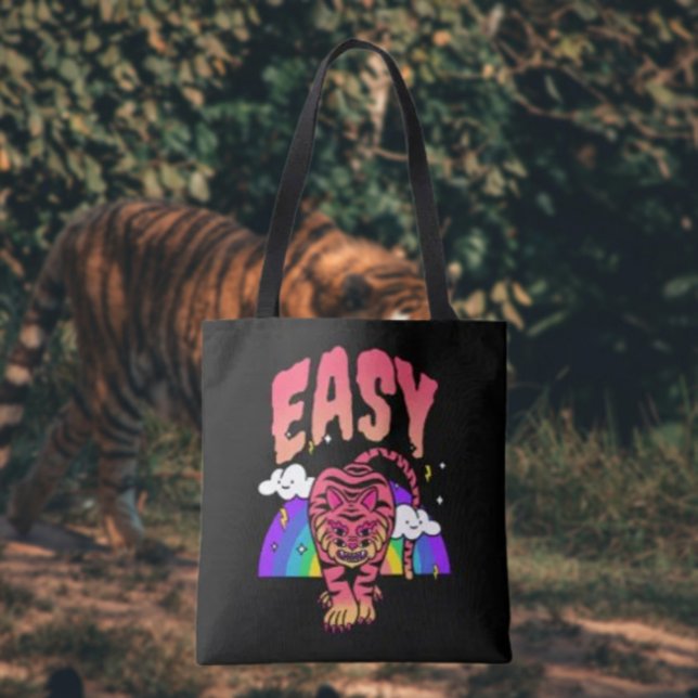 Bolsa de mão EASY Tiger Retro Rainbow Tiger Stripe (Criador carregado)