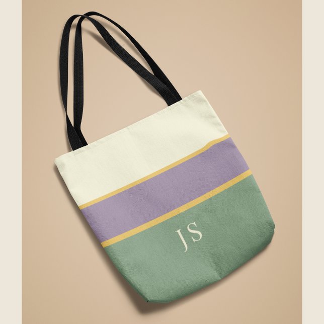 Bolsa de mão elegante listrada com monograma perso (Criador carregado)