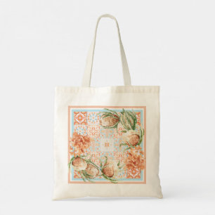 Bolsa de mão em tela com azulejos florais marroqui