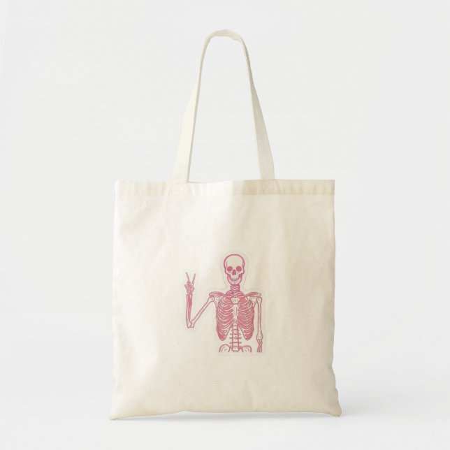 Bolsa de mão estética com desenho de esqueleto e s (Frente)