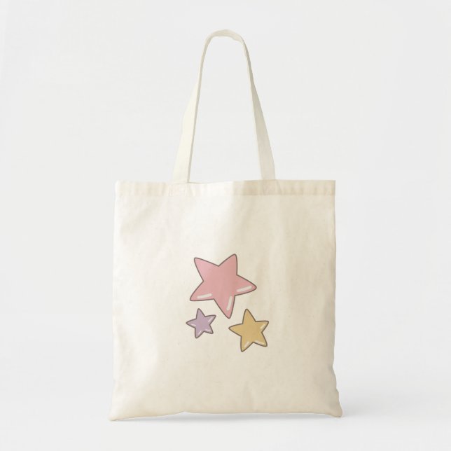 Bolsa de Mão Estrela Doodle Rosa e Amarela Doce (Frente)