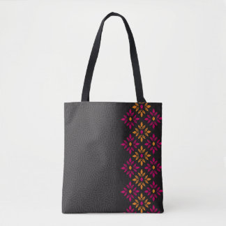Bolsa de mão floral colorida e preta tendência