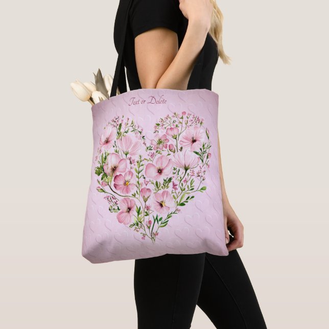 Bolsa de mão floral com coração rosa (Close Up)