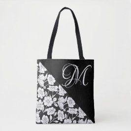 Bolsa de mão “Floral com inicial M branca”