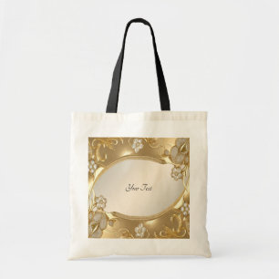 Bolsa de mão floral ornamentada dourada