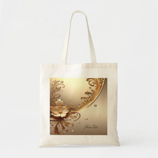 Bolsa de mão floral ornamentada dourada