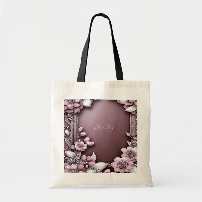 Bolsa de mão floral rosa (Frente)