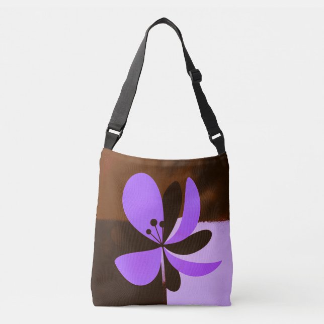 Bolsa de mão floral roxa – Design de flores modern (Frente)