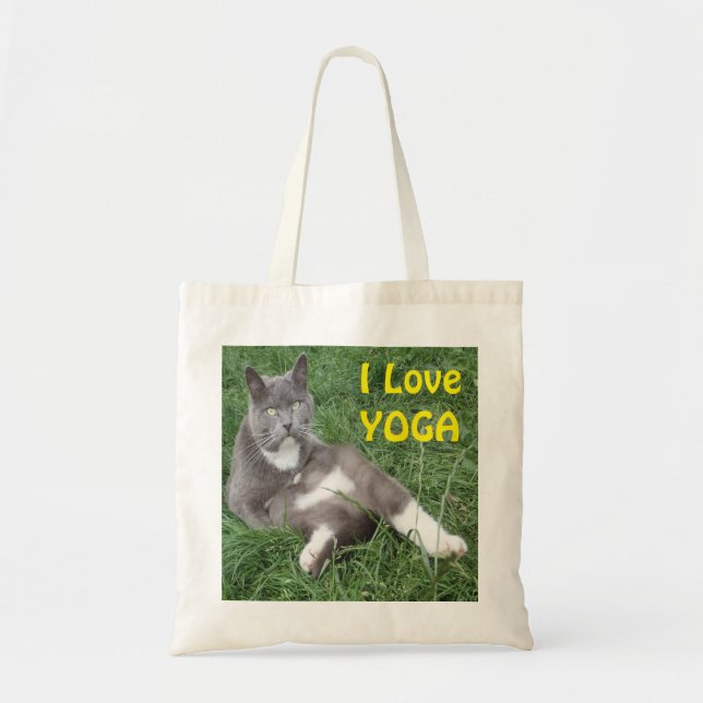 Bolsa de mão Gato Eu Amo Yoga (Frente)
