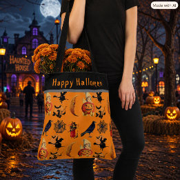 Bolsa de mão grande com padrão de Halloween em est