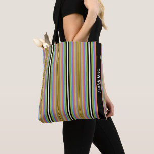 Bolsa de mão - HAMbWG - Listras Art Neuveau Neon