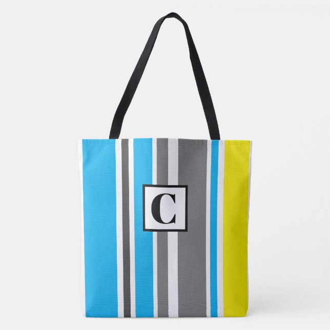 Bolsa de mão listrada monogramada (Frente)