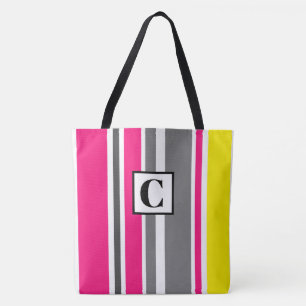 Bolsa de mão listrada monogramada