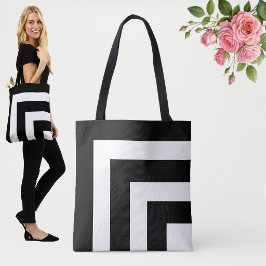 Bolsa de mão listrada preta e branca moderna