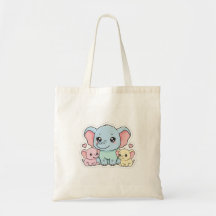 Bolsa de mão Mãe e Filhotes de Elefante Fofos