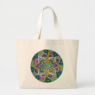 Bolsa de mão Mandala de Lótus Verde/Rosa
