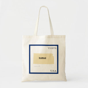Bolsa de mão - Mapa do estado do Kansas com cidade
