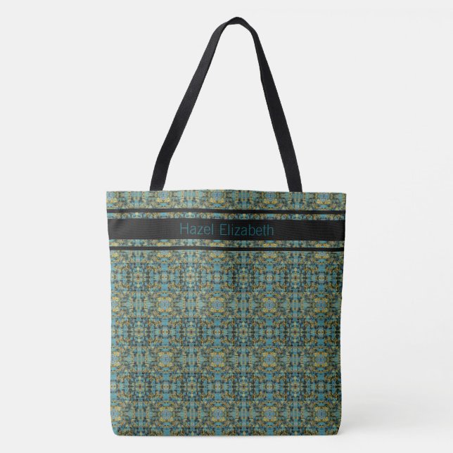 Bolsa de mão moderna com padrão azul pavão (Frente)