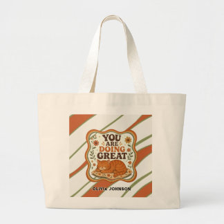 Bolsa de mão motivacional com gato listrado retrô