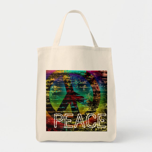 Bolsa de mão Orgânica, Arco-íris Abstrato Grunge P (Frente)