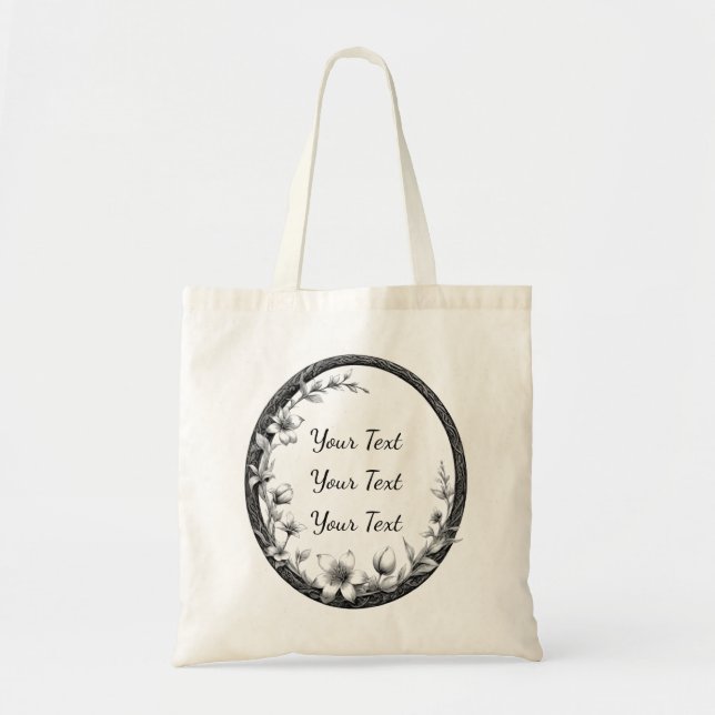 Bolsa de Mão Oval Floral Personalizada (Frente)