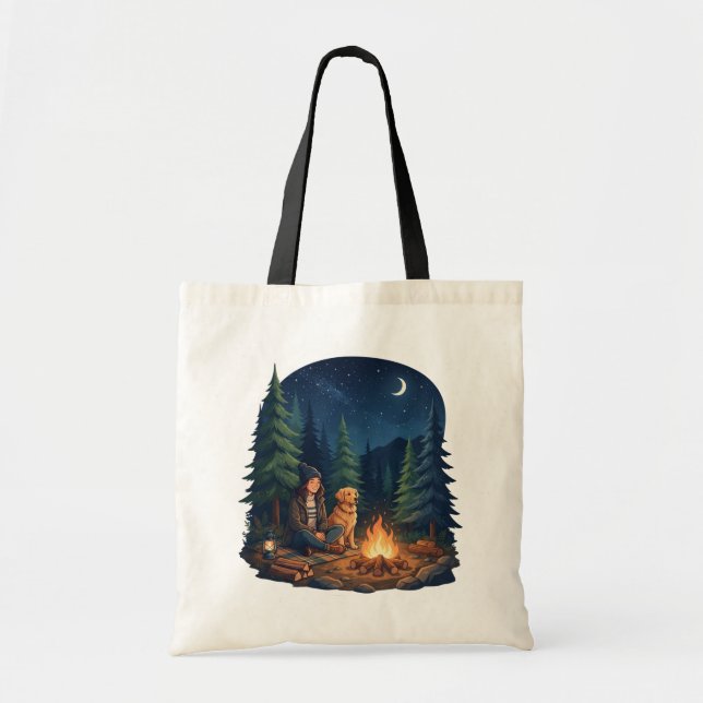 Bolsa de mão para cachorro com tema de acampamento (Frente)
