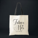Bolsa de mão para casamento com nome personalizado<br><div class="desc">Bolsa de mão para casamento com nome personalizado Future Mrs. Custom Name - A bolsa de mão personalizada apresenta uma tipografia moderna e é personalizada com seu sobrenome futuro. A fonte é acentuada com um anel de noivado. Mostrado em preto e branco.</div>