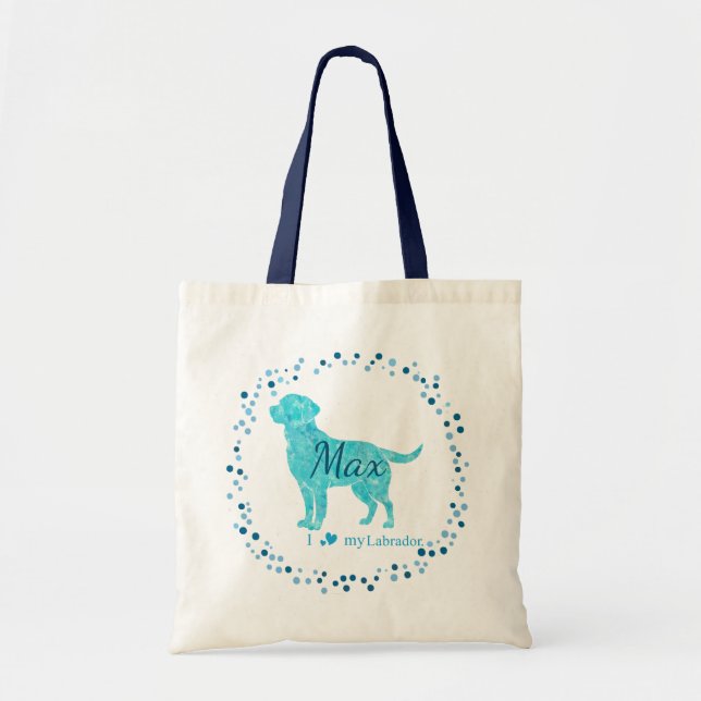 Bolsa de mão personalizada azul pastel do labrador (Frente)