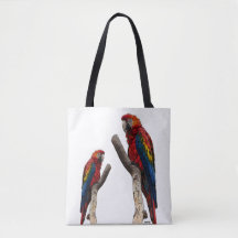 Bolsa de mão personalizada com estampa de papagaio