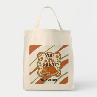 Bolsa de mão personalizada com listras retrô e gat