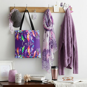 Bolsa de mão personalizada com penas Boho