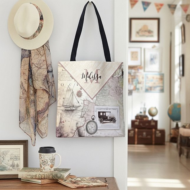 Bolsa de mão personalizada de viagem retrô (Criador carregado)