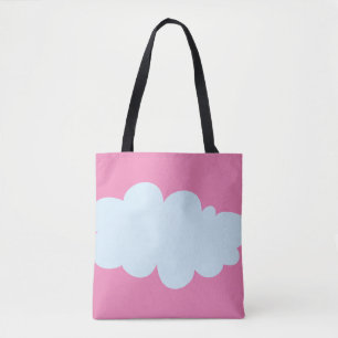 Bolsa de mão rosa com padrões de nuvens