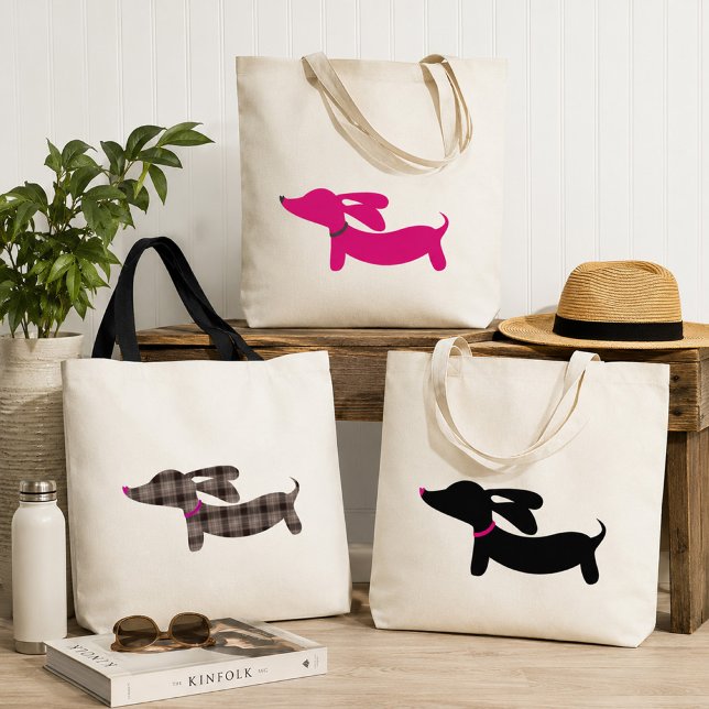 Bolsa de mão rosa Dachshund (Dachshund Tote bags - multiple color options )